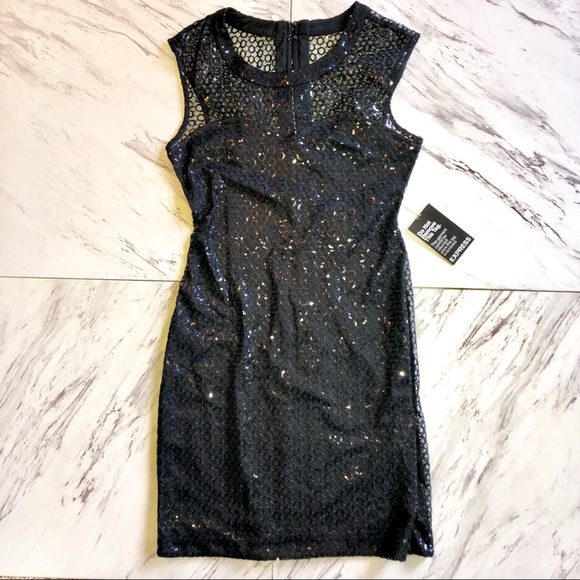 Black Sequin Express Cocktail Dress - Picture 1 of 3